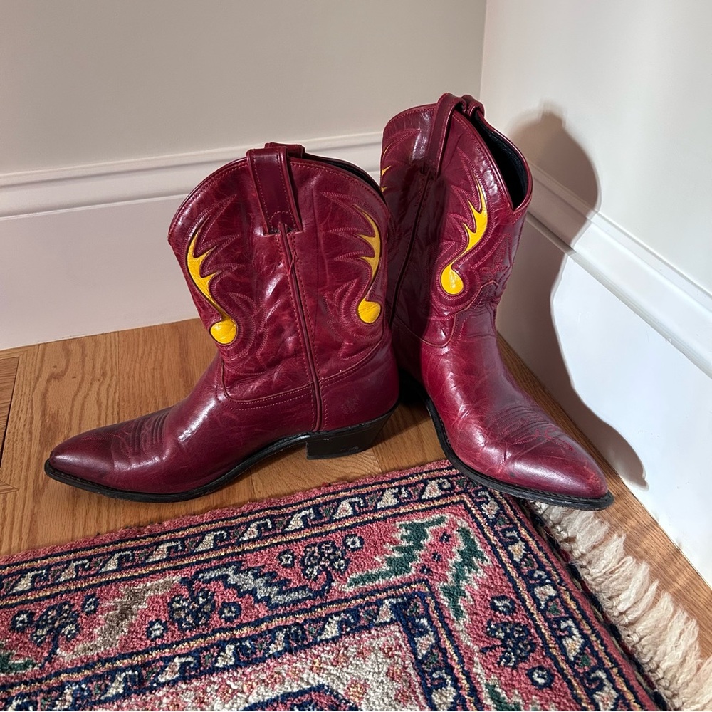 Stylish Red and Yellow Western Boots